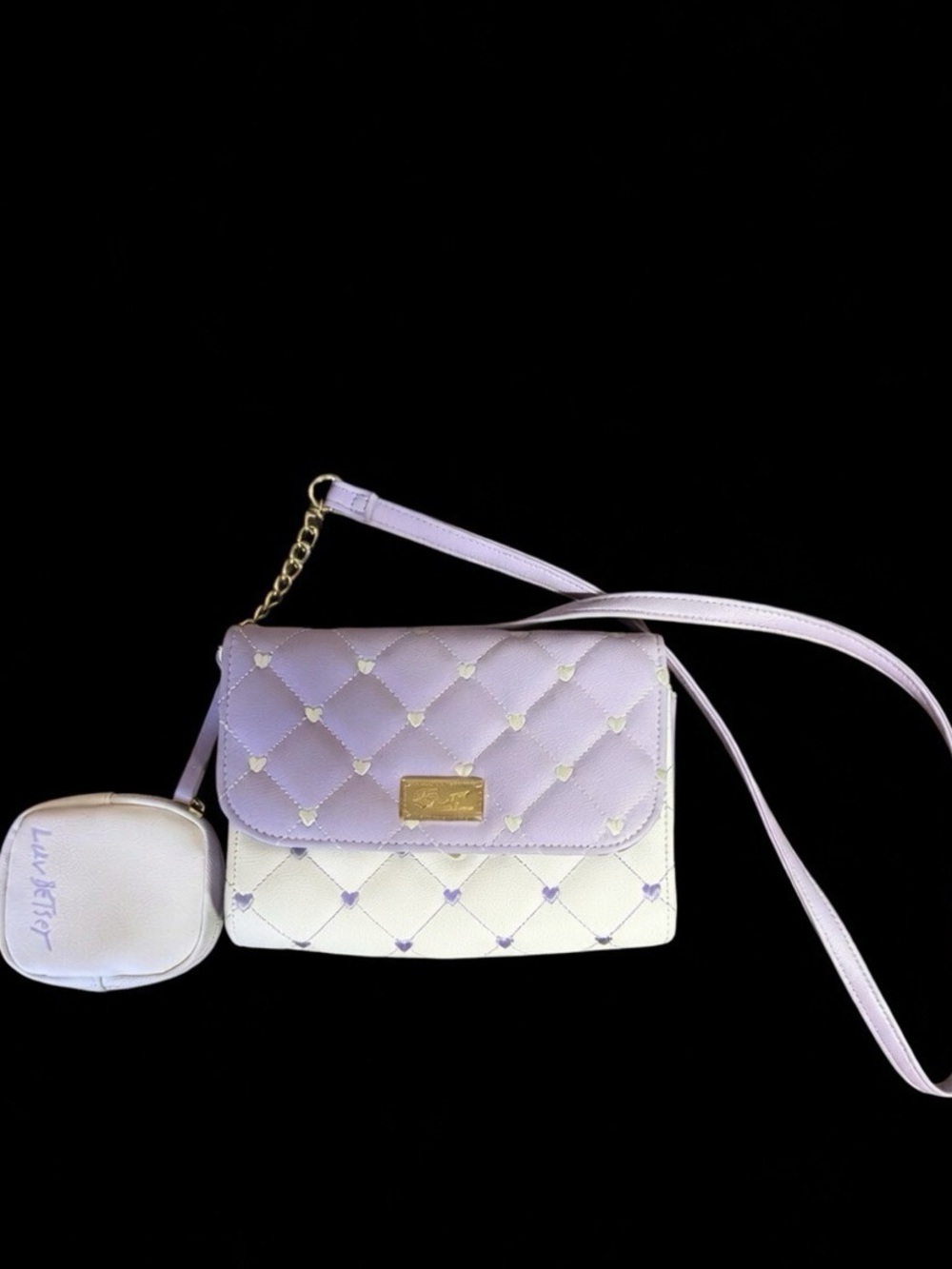 Steve Madden Lavender & Cream Quilted Crossbody with Mini Pouch